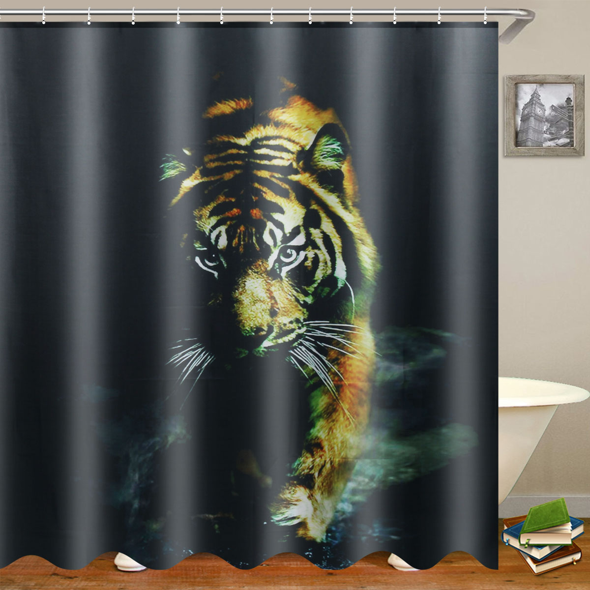 72quotX-72quot-Wildlife-Animal-Nature-Decor-Tiger-Bathroom-Decor-Shower-Curtain-with-Plastic-Shower--1421519