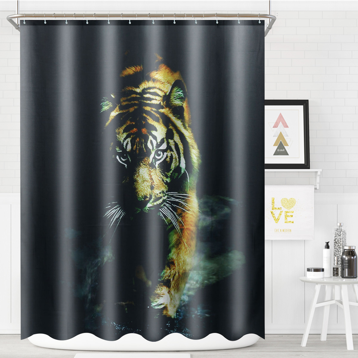 72quotX-72quot-Wildlife-Animal-Nature-Decor-Tiger-Bathroom-Decor-Shower-Curtain-with-Plastic-Shower--1421519