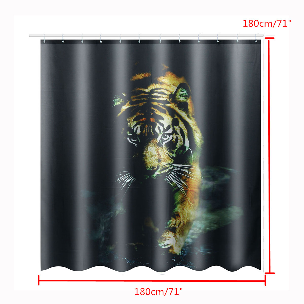 72quotX-72quot-Wildlife-Animal-Nature-Decor-Tiger-Bathroom-Decor-Shower-Curtain-with-Plastic-Shower--1421519
