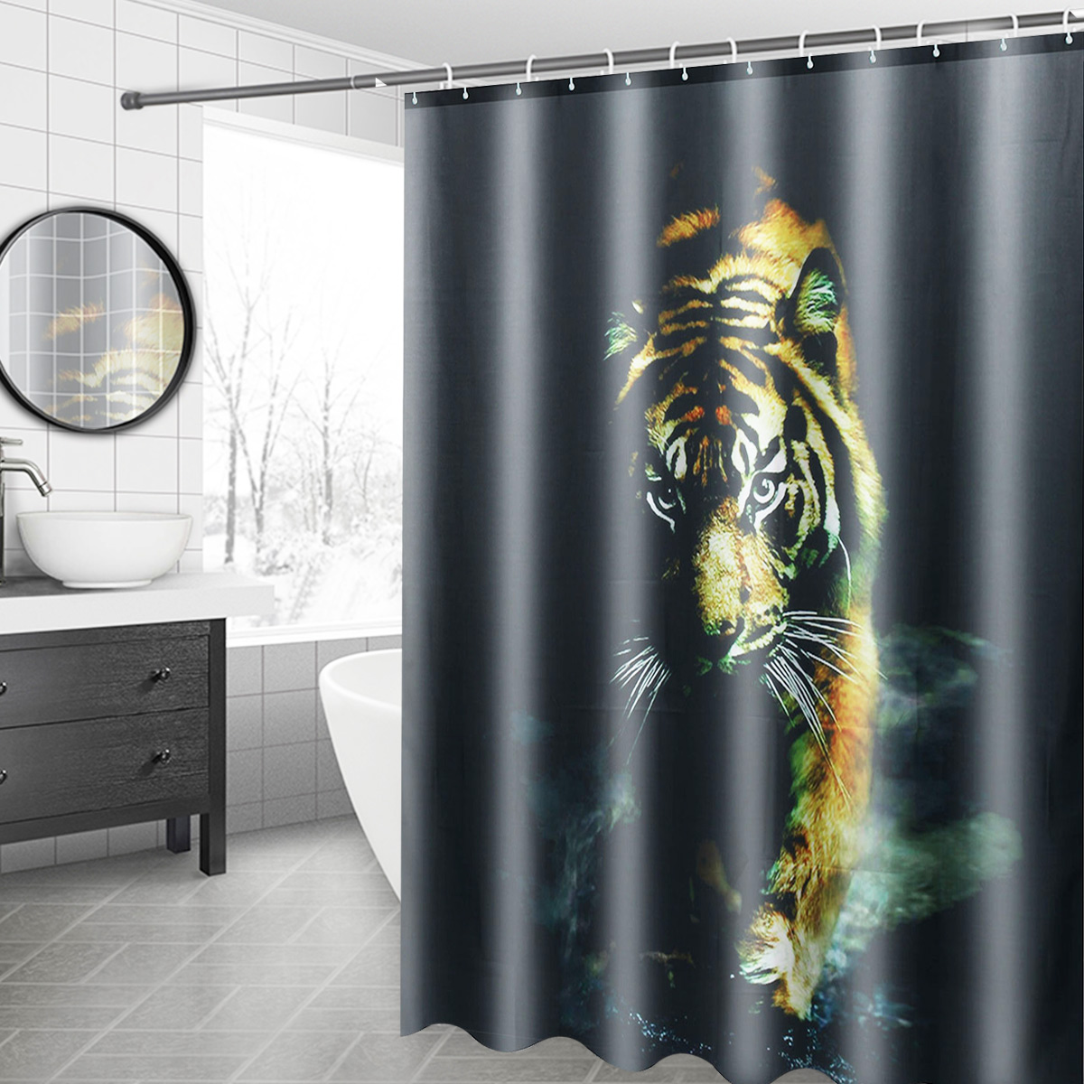 72quotX-72quot-Wildlife-Animal-Nature-Decor-Tiger-Bathroom-Decor-Shower-Curtain-with-Plastic-Shower--1421519
