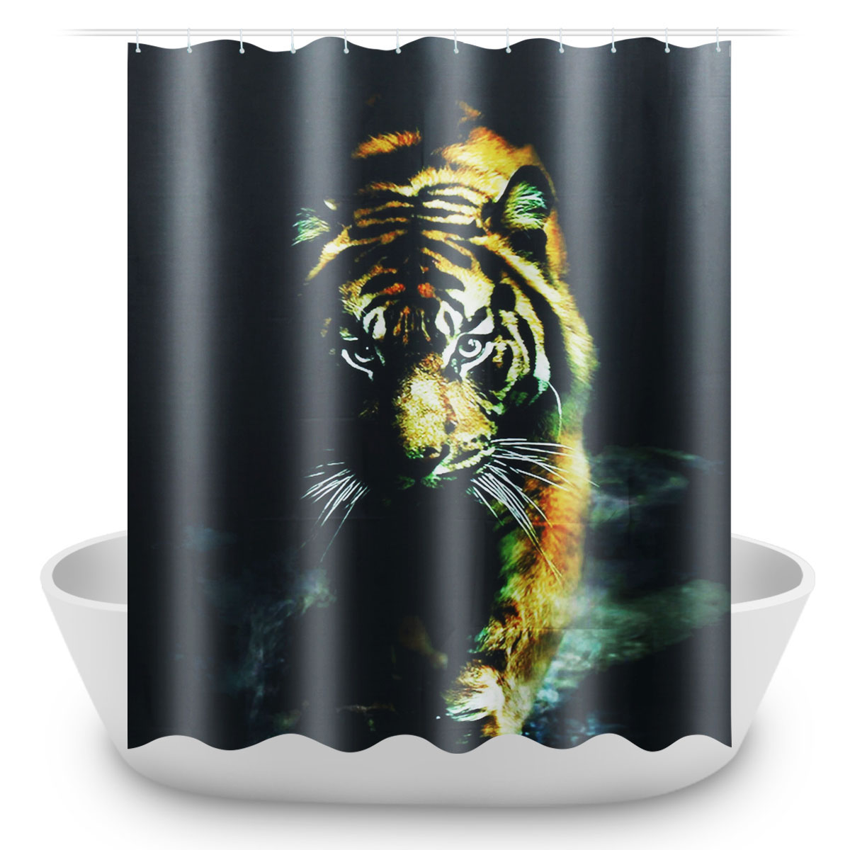 72quotX-72quot-Wildlife-Animal-Nature-Decor-Tiger-Bathroom-Decor-Shower-Curtain-with-Plastic-Shower--1421519