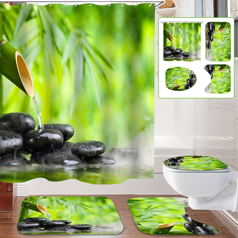 Bamboo-Stone-Non-Slip-Rug-Toilet-Lid-Cover-Bath-Mat-Shower-Curtain-With-12-Rings-1390072