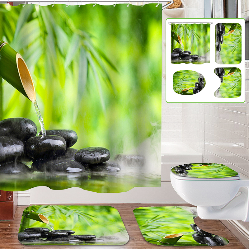 Bamboo-Stone-Non-Slip-Rug-Toilet-Lid-Cover-Bath-Mat-Shower-Curtain-With-12-Rings-1390072