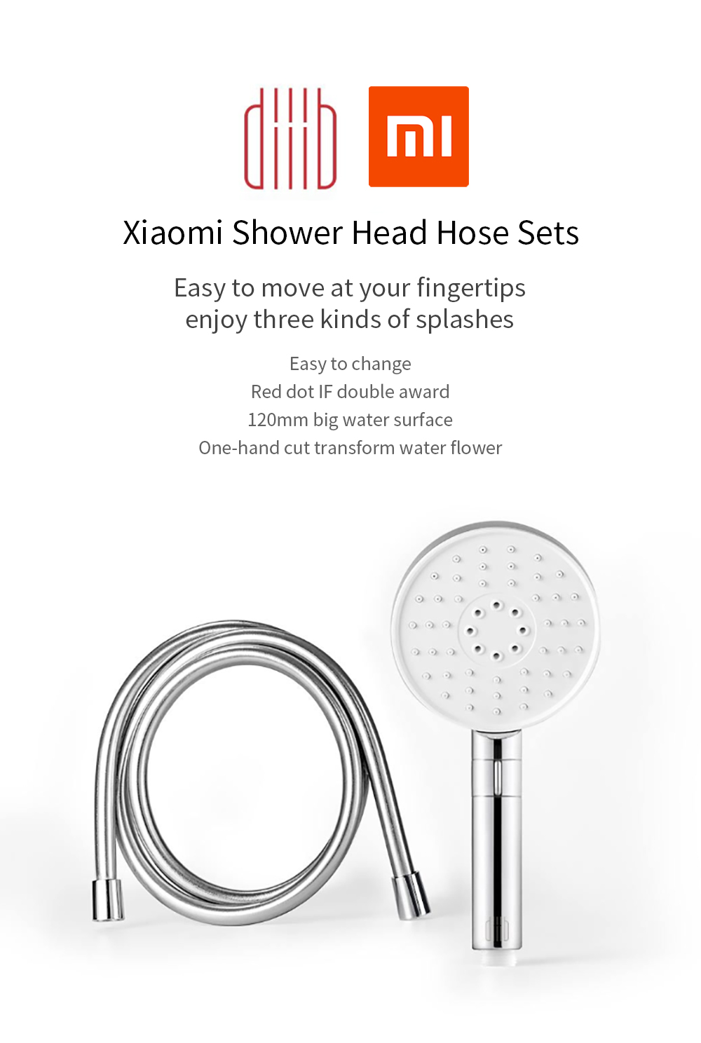 Xiaomi-Diiib-3-Modes-Adjustment-Handheld-Shower-Head-Set-360deg-120mm-53-Water-Hole-with-PVC-Matel-1378153