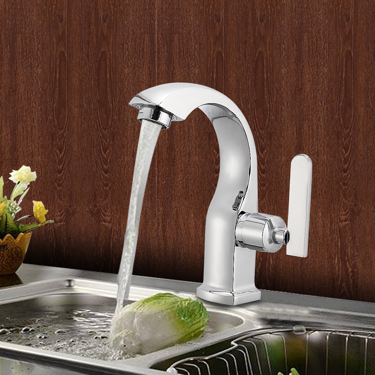 Chrome-Finish-Single-Lever-Home-Bathroom-Basin-Faucet-Spout-Sink-Cold-Water-Tap-1298560