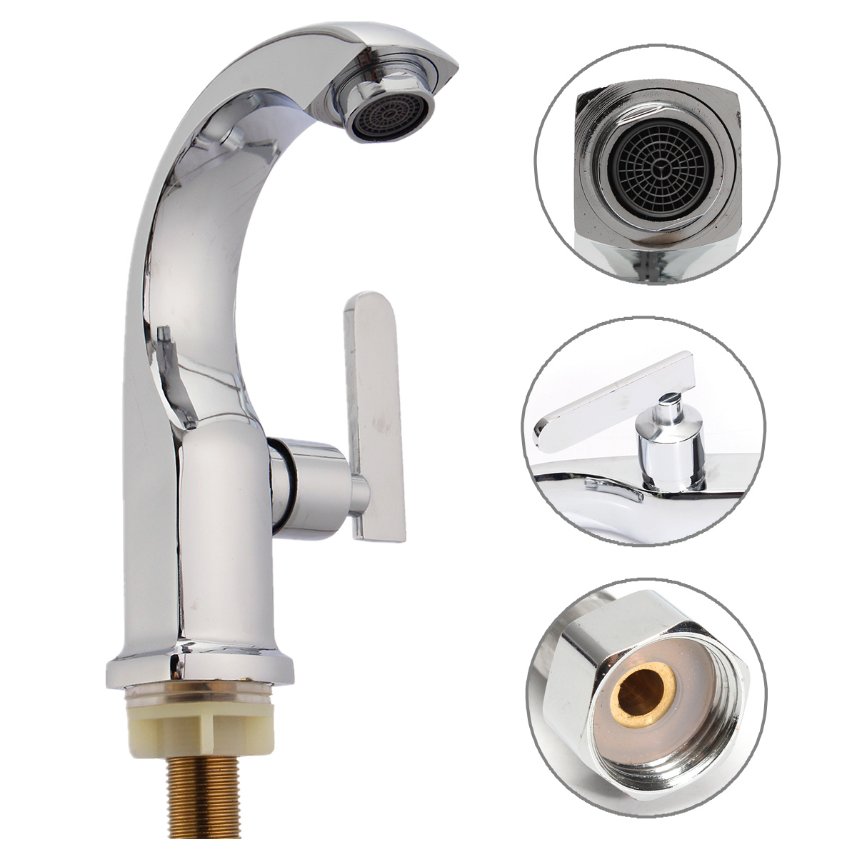 Chrome-Finish-Single-Lever-Home-Bathroom-Basin-Faucet-Spout-Sink-Cold-Water-Tap-1298560