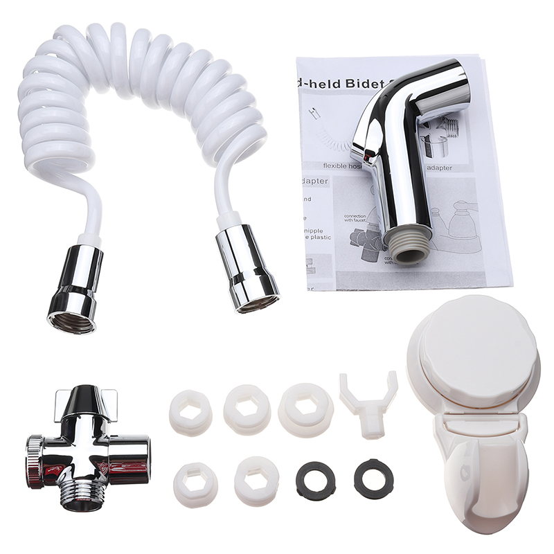 Hand-Bidet-Kit-With-Water-Sprayer-Suction-Hanger-Flexible-hose-Faucet-Adapter-1316345