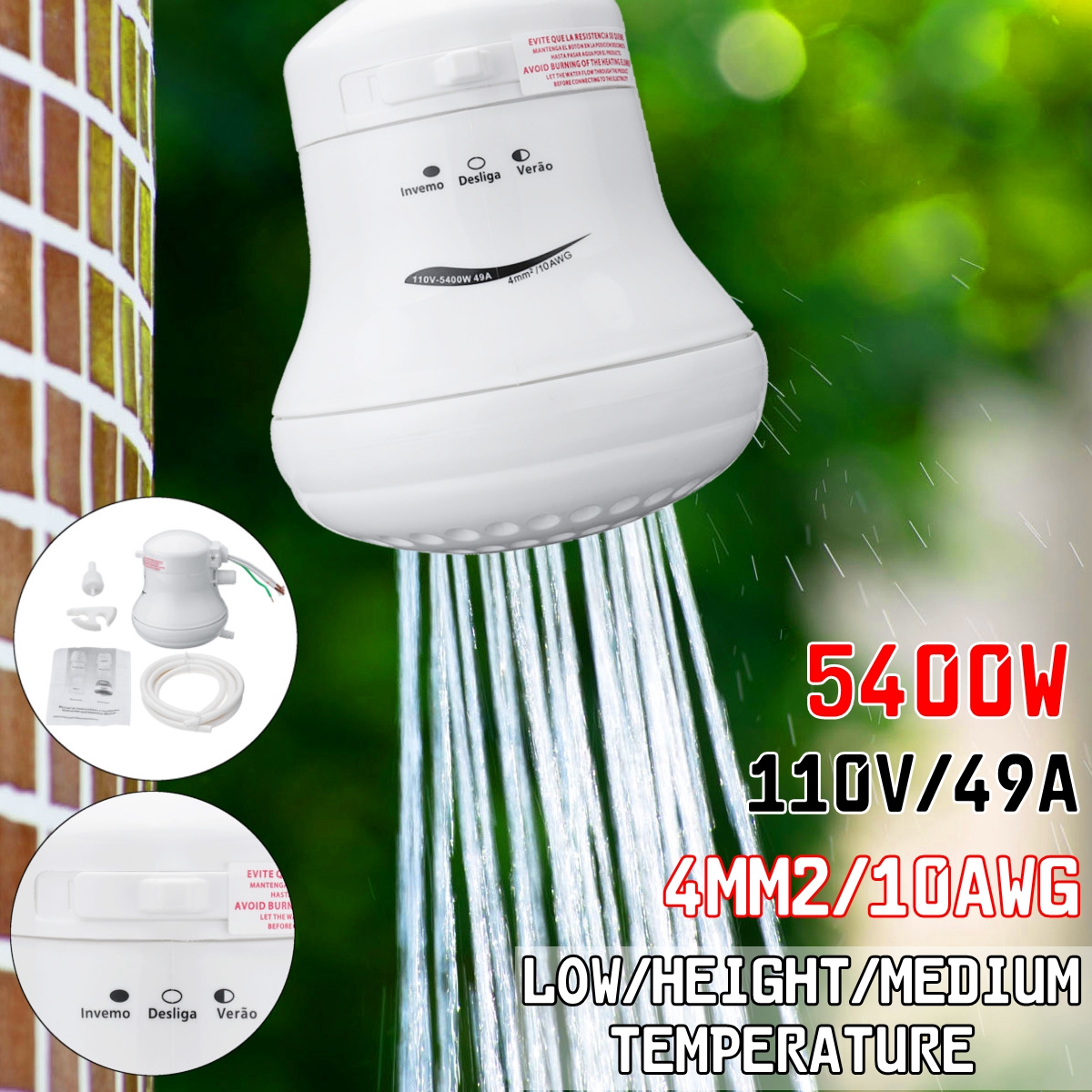 110V220V-240V-08-Inch-Electric-Shower-Head-Instant-Water-Heater-57ft-Hose-1396602