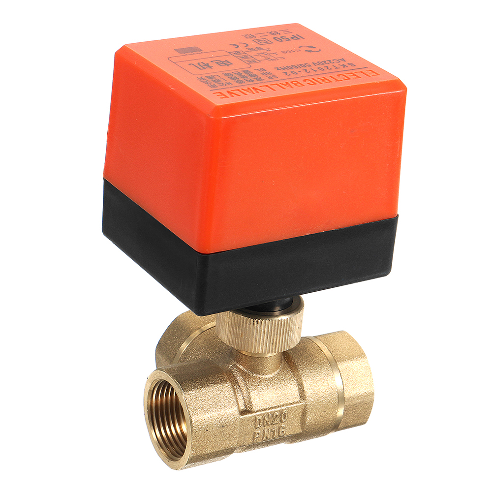 12quot-34quot-1quot-Motorized-Electric-Brass-3-Way-Ball-Valves-Female-3-Wire-AC-220V-Full-Port-T-Typ-1288269