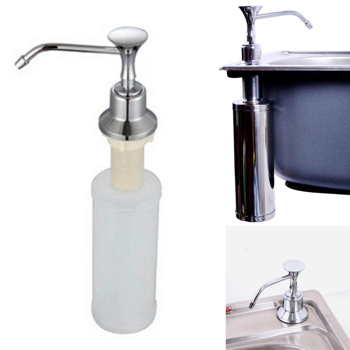 220ml-White-Kitchen-Chrome-Liquid-Soap-Dispenser-Bathroom-Sink-Pump-Bottles-1143010