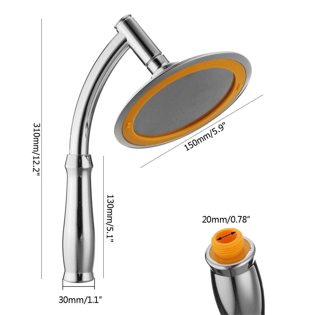 6-Inch-Round-Rainfall-Shower-Head-Set-Bathroom-Sprayer-Adjustable-Extension-Arm-1366159