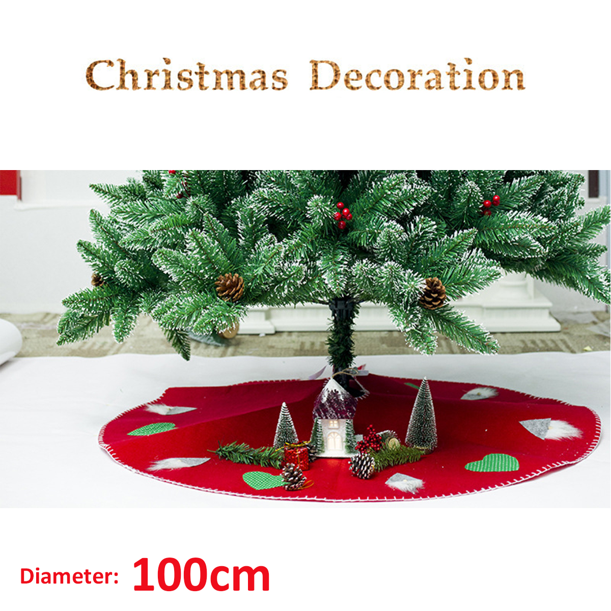 100cm-Red-Christmas-Tree-Skirt-Carpet-Party-Gift-Decor-Pad-Ornaments-Round-Mat-1376090