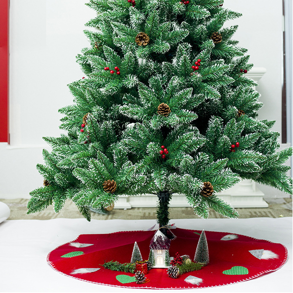 100cm-Red-Christmas-Tree-Skirt-Carpet-Party-Gift-Decor-Pad-Ornaments-Round-Mat-1376090