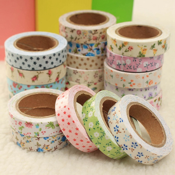 Floral-Fabric-Tape-Washi-Masking-Gift-PresentTape-Decorative-Tape-DIY-Tape-Stickers-976462