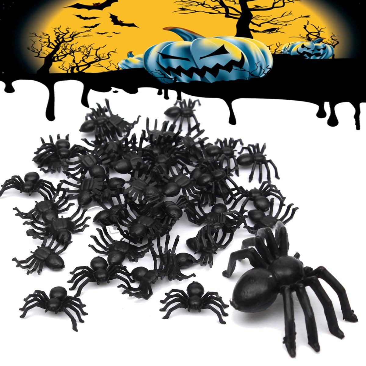 50pcs-Halloween-Plastic-Spiders-Spider-Funny-Joking-Toy-Decoration-995486