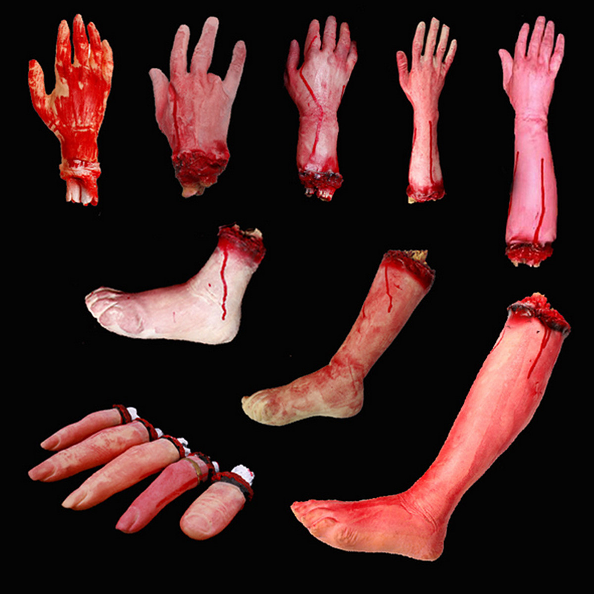 Halloween-Horrible-Scary-Props-Bloody-Faked-Human-Arm-Finger-Leg-Foot-Decor-996436