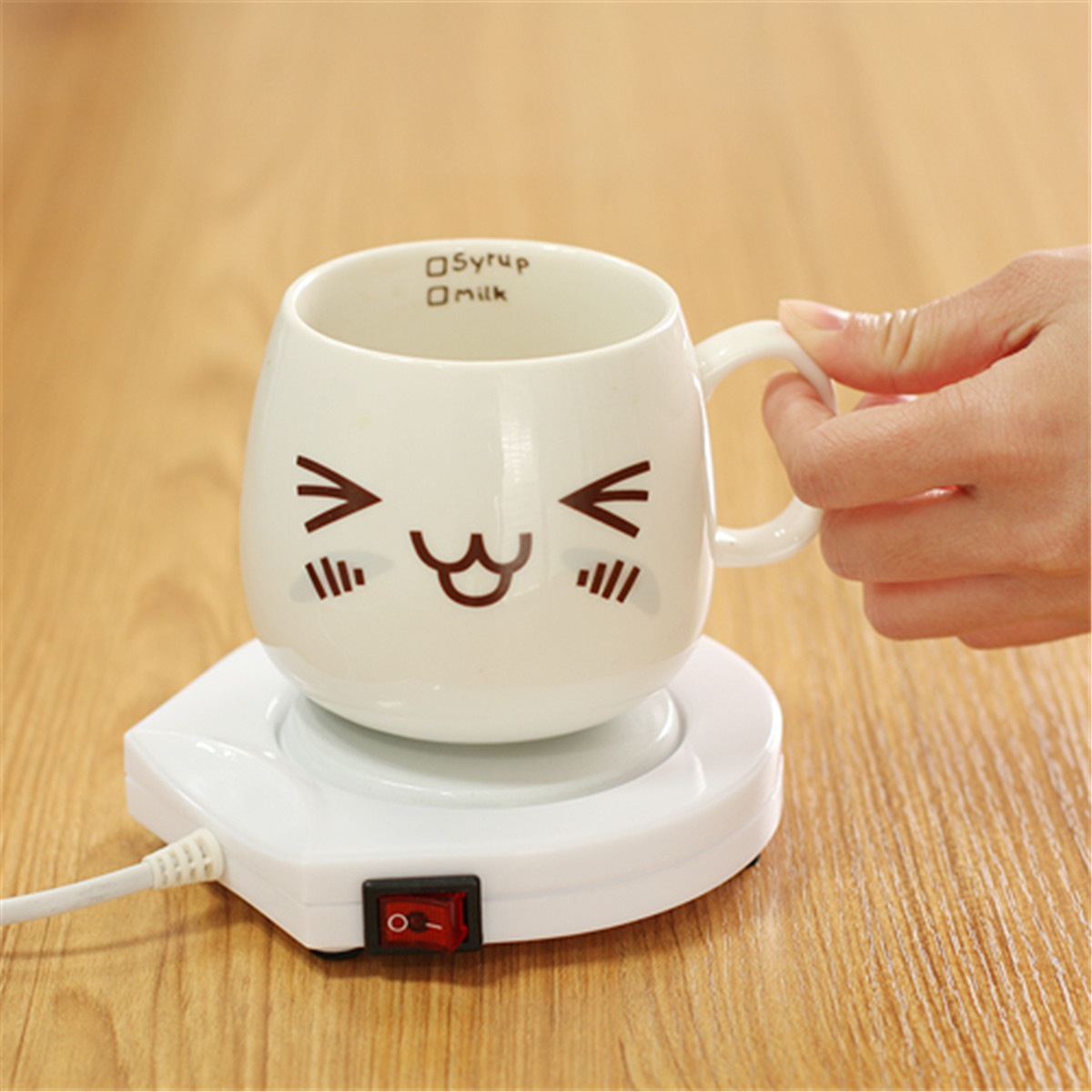 220v-White-Electric-Powered-Cup-Warmer-Heater-Pad-Coffee-Tea-Milk-Mug-US-Plug-1114304