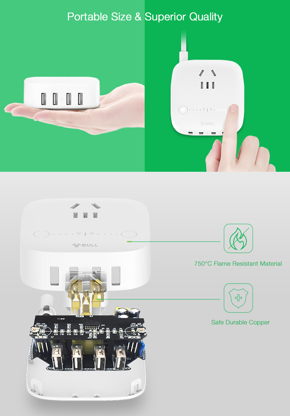 BULL-GN-U201T-Portable-4-USB-Ports-1-Outlet-Overcharge-Resistant-USB-Charging-Station-Timing-Charger-1318158