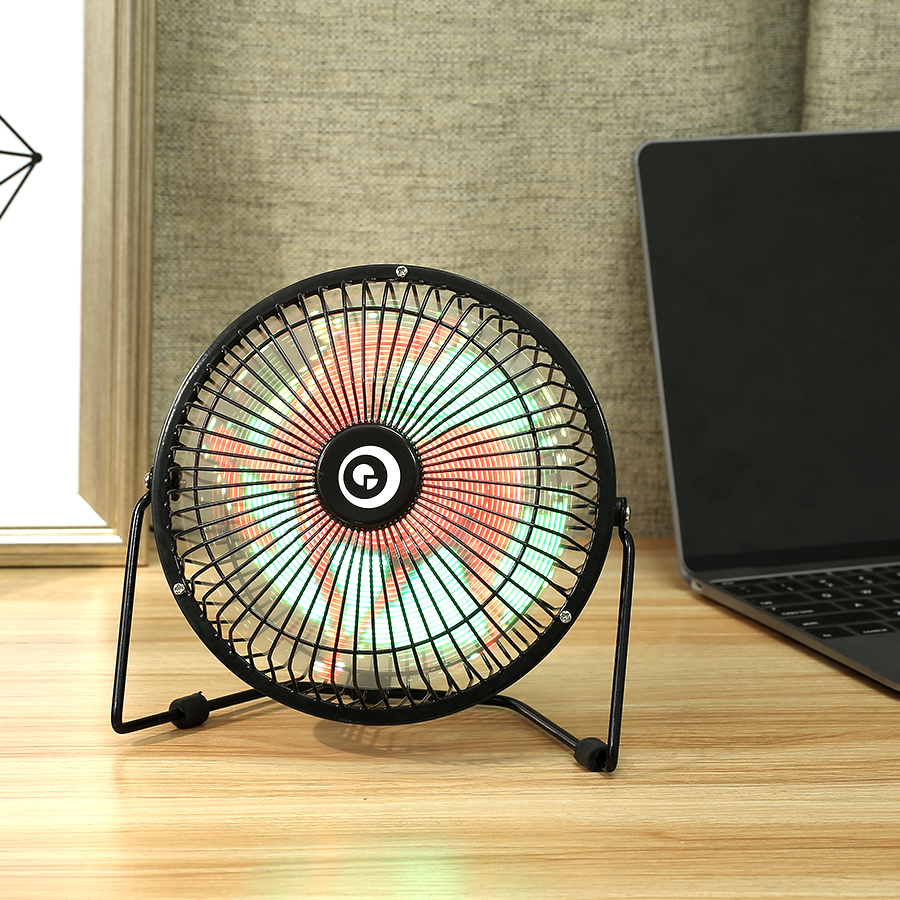 Digoo-DG-TF111-DIY-6-Inches-USB-LED-Light-Metal-Electrical-Rotatable-Clock-Fan-Colorful-Display-Blue-1161929