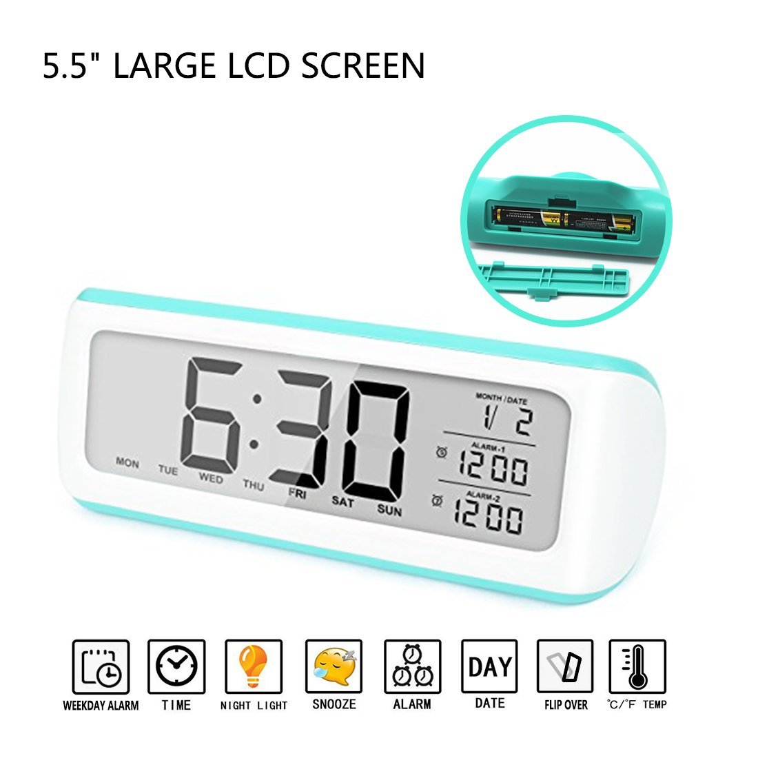 Loskii-DC-12-55quot-Large-Digital-Alarm-Clock-with-Backlight-2-Alarms--Snooze-Optional-Weekday-Alarm-1255294