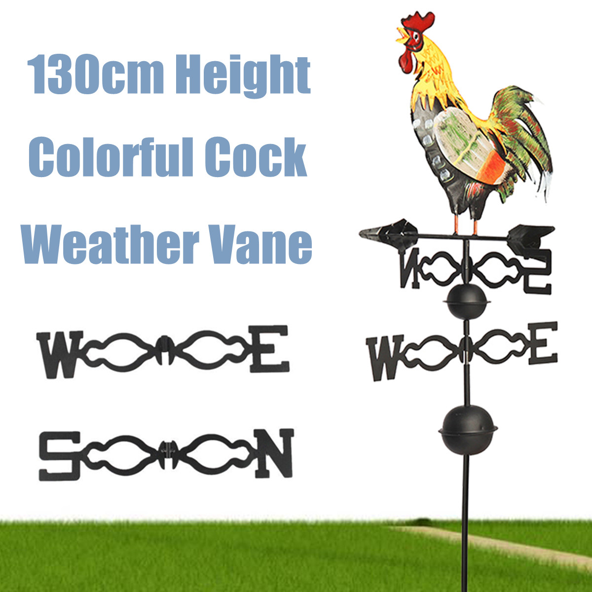 130cm-Height-Iron-Rooster-Weathervane-Roof-Mount-Weather-Vane-Wind-Garden-Decorations-1349417