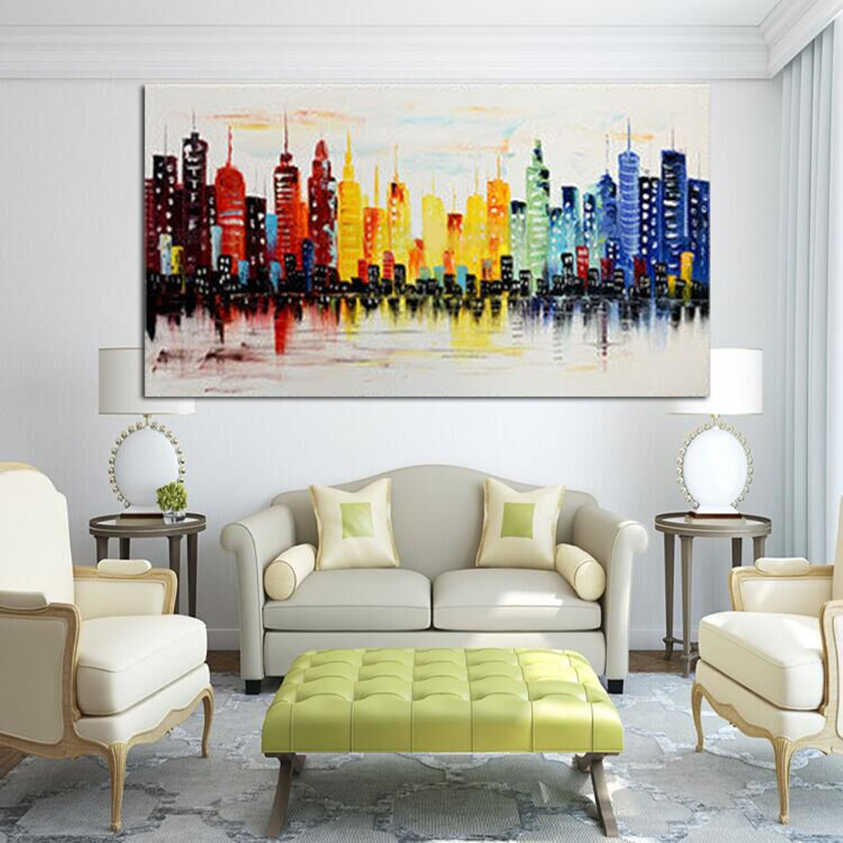 120X60CM-Modern-City-Canvas-Abstract-Painting-Print-Living-Room-Art-Wall-Decor-No-Frame-Paper-Art-1119862