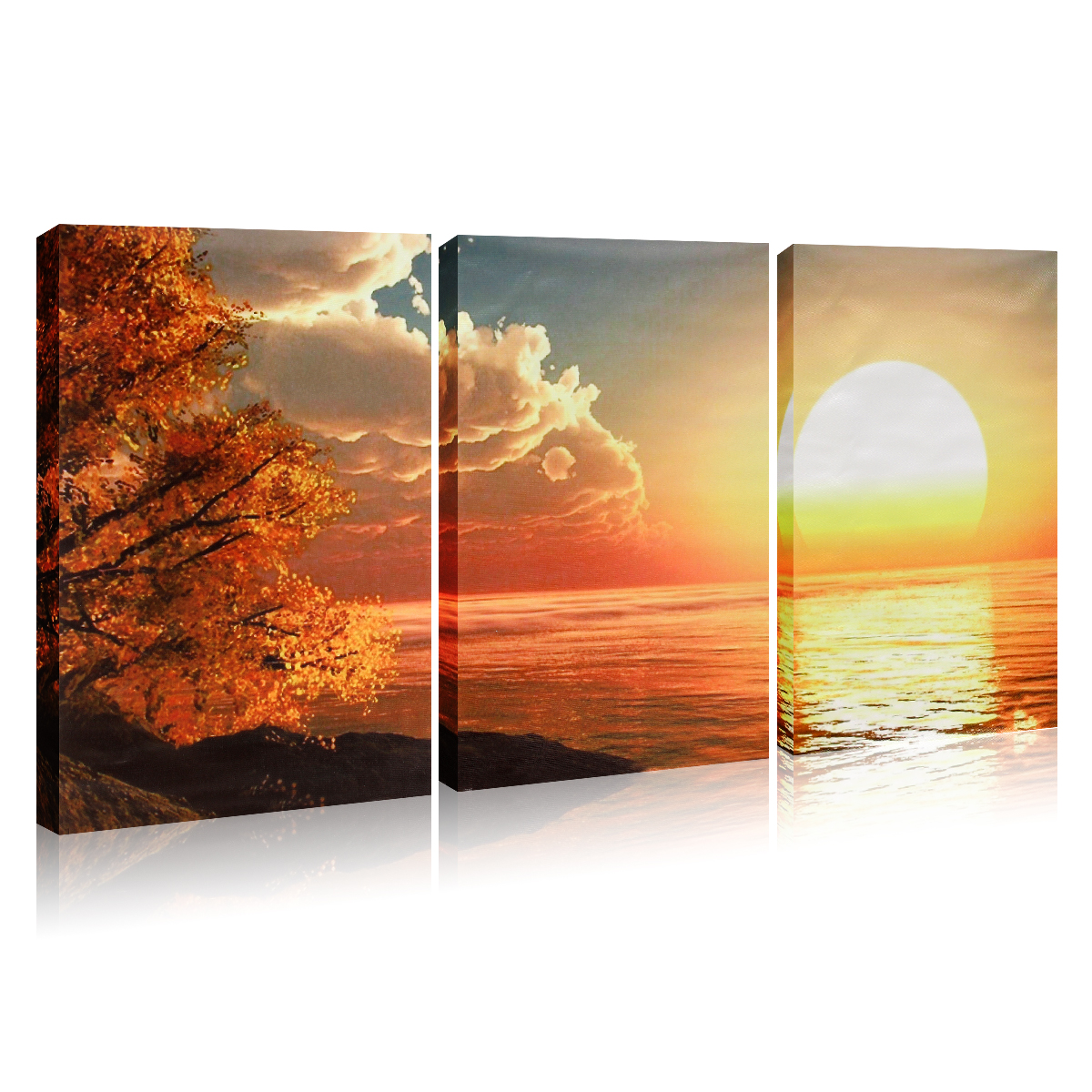 3-Cascade-Day-Sunset-Scene-Canvas-Painting-Decorative-Wall-Picture-Home-Decoration-Unframed-1117195
