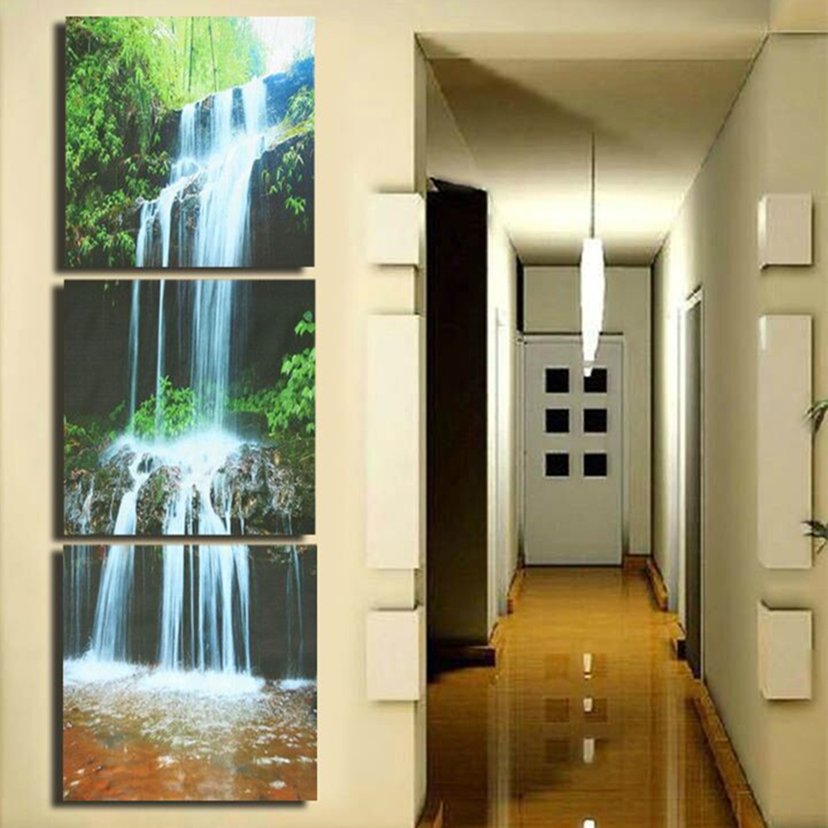 3-Cascade-Large-Waterfall-Framed-Print-Painting-Canvas-Wall-Art-Picture-Home-Decorate-Living-Room-1120885