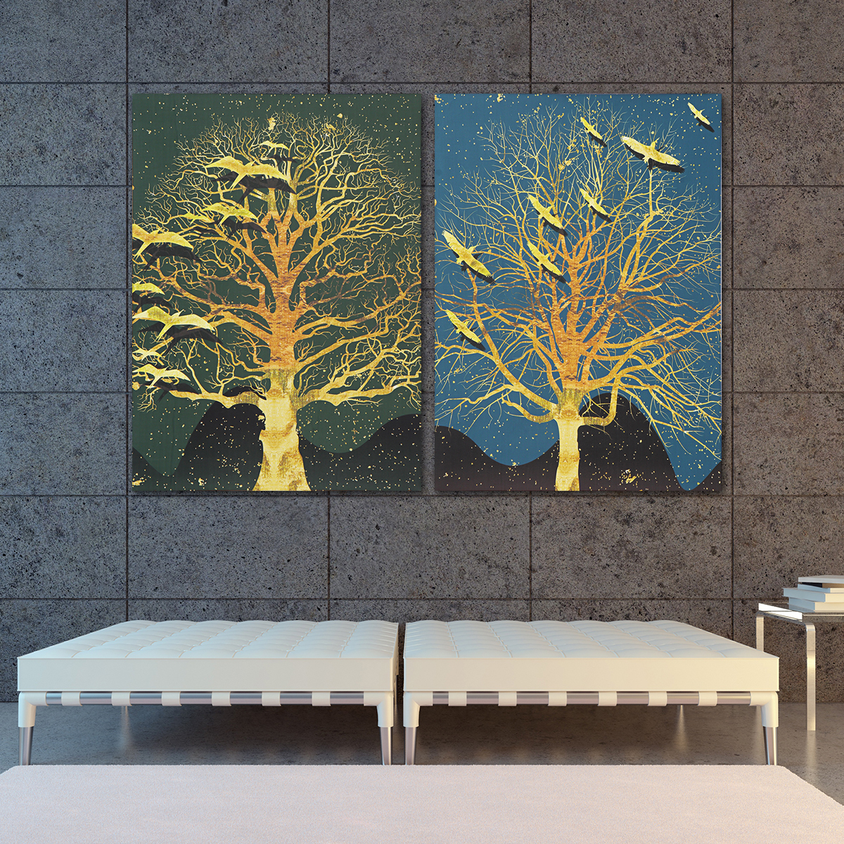 2Pcs-Modern-Tree-Canvas-Print-Paintings-Wall-Art-Unframed-Picture-Home-Decor-1430564