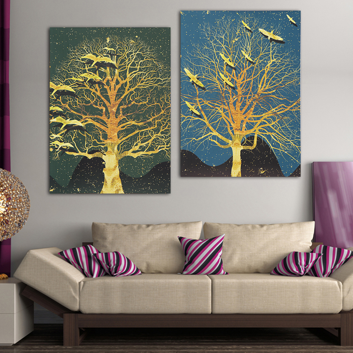2Pcs-Modern-Tree-Canvas-Print-Paintings-Wall-Art-Unframed-Picture-Home-Decor-1430564