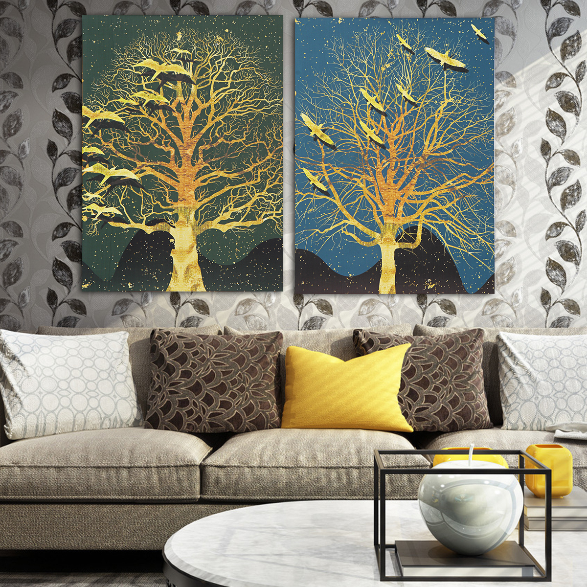 2Pcs-Modern-Tree-Canvas-Print-Paintings-Wall-Art-Unframed-Picture-Home-Decor-1430564