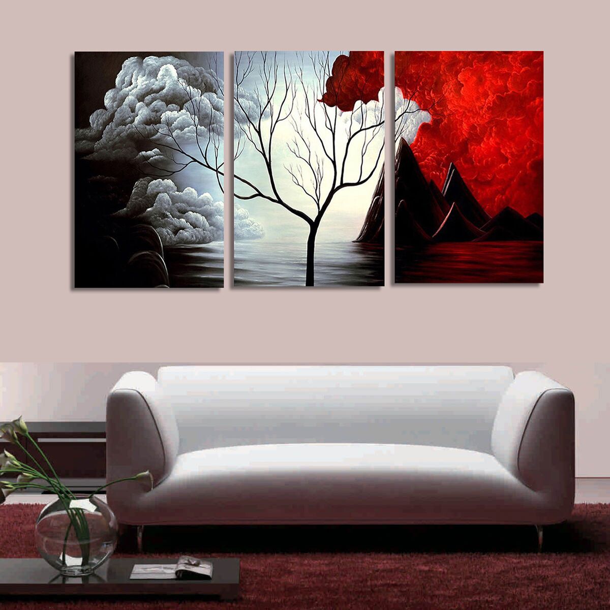 3-PCS-Tree-Modern-Abstract-Landscape-Canvas-Painting-Print-Picture-Home-Art-No-Frame-1127183