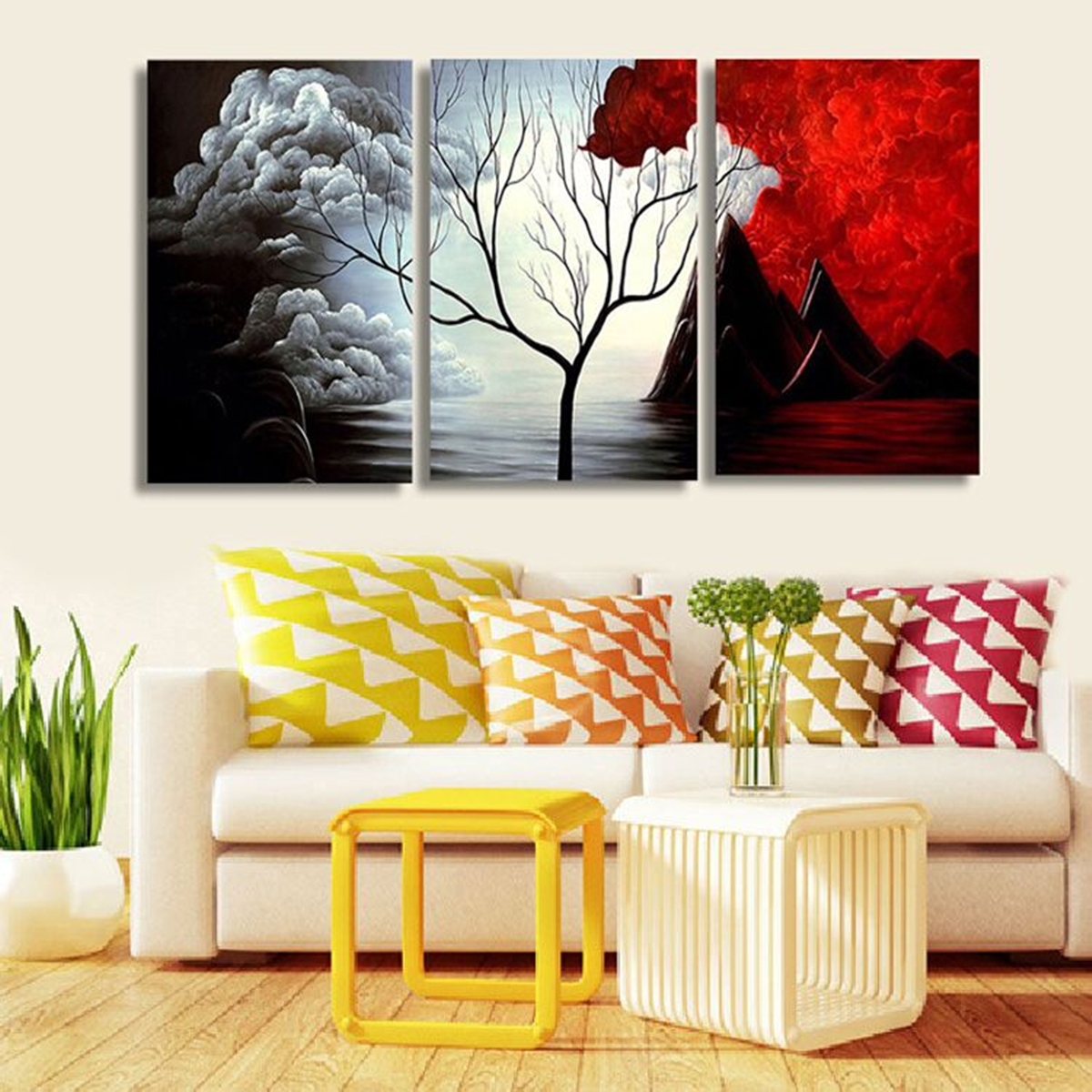 3-PCS-Tree-Modern-Abstract-Landscape-Canvas-Painting-Print-Picture-Home-Art-No-Frame-1127183