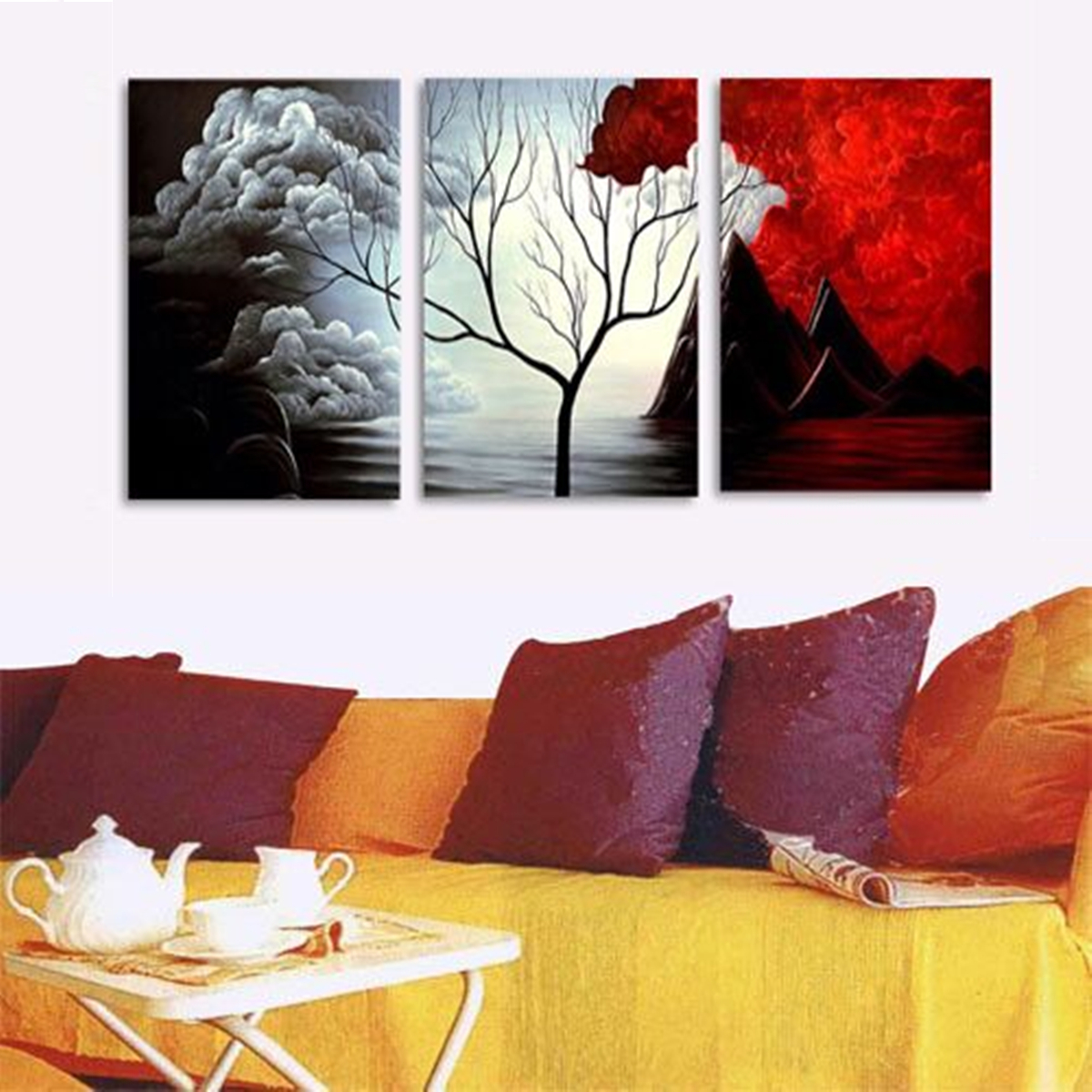 3-PCS-Tree-Modern-Abstract-Landscape-Canvas-Painting-Print-Picture-Home-Art-No-Frame-1127183