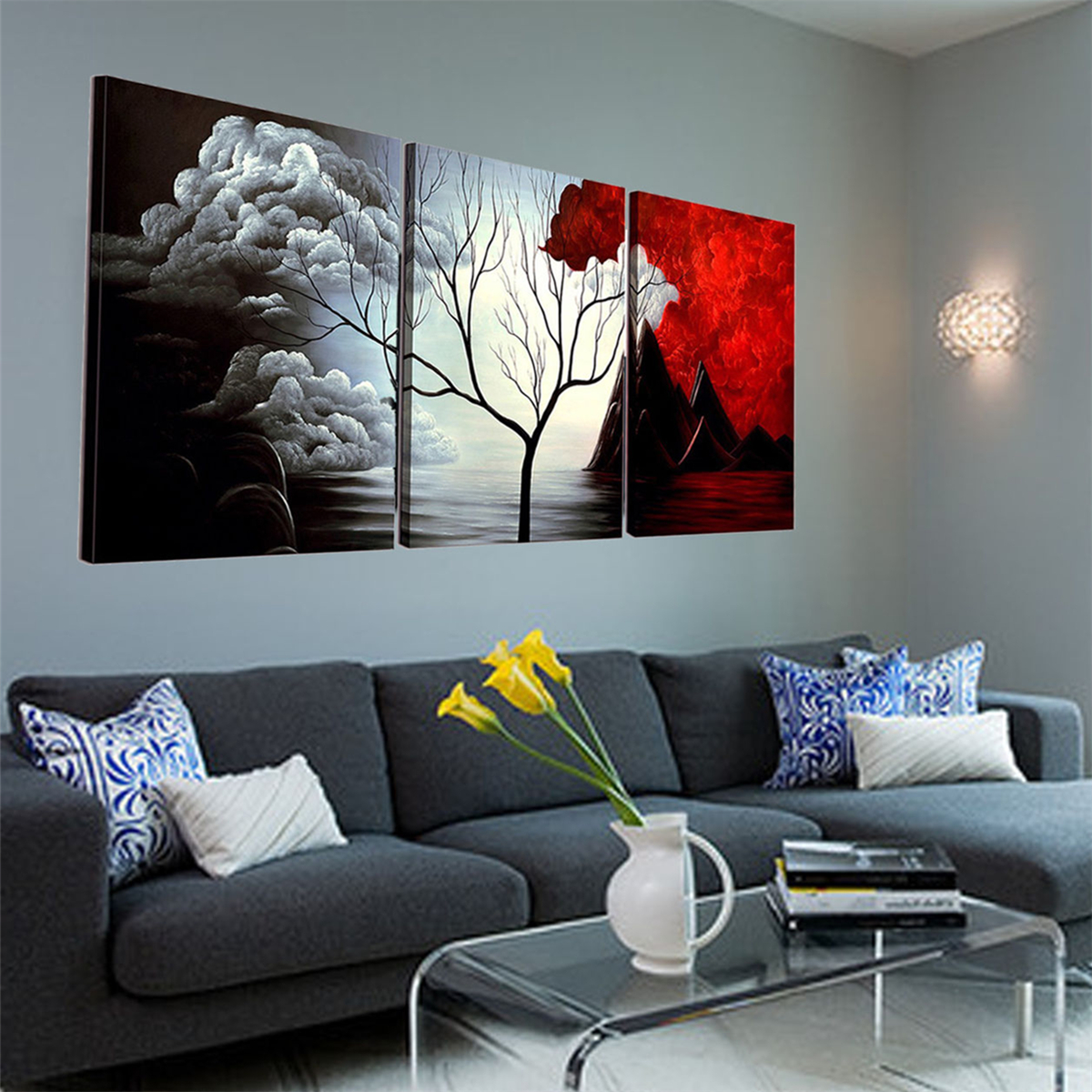 3-PCS-Tree-Modern-Abstract-Landscape-Canvas-Painting-Print-Picture-Home-Art-No-Frame-1127183