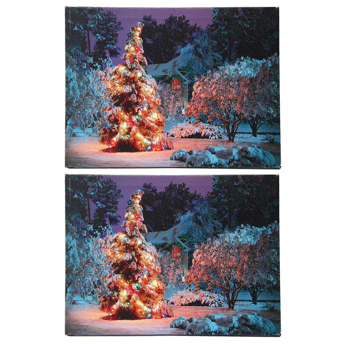 40-x-30cm-Battery-Operated-LED-Christmas-Snowy-House-Front-Tree-Xmas-Canvas-Print-Wall-Art-1109338