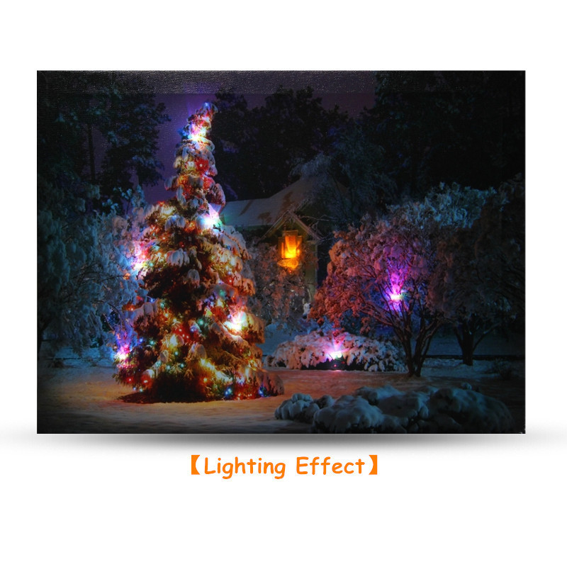 40-x-30cm-Battery-Operated-LED-Christmas-Snowy-House-Front-Tree-Xmas-Canvas-Print-Wall-Art-1109338