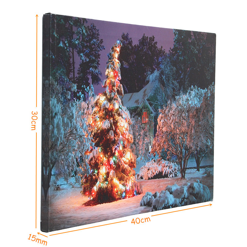 40-x-30cm-Battery-Operated-LED-Christmas-Snowy-House-Front-Tree-Xmas-Canvas-Print-Wall-Art-1109338