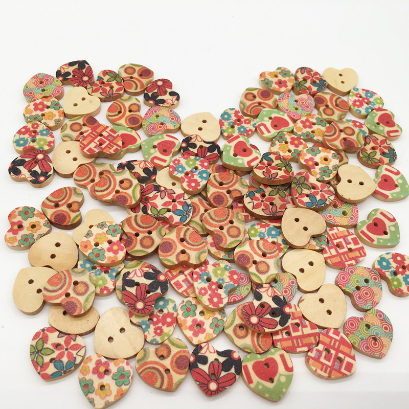 100-PCS-Heart-Shape-Wooden-Button-Mixed-2-Hole-Natural-Sewing-Children-Handmade-Clothes-Buttons-1367509