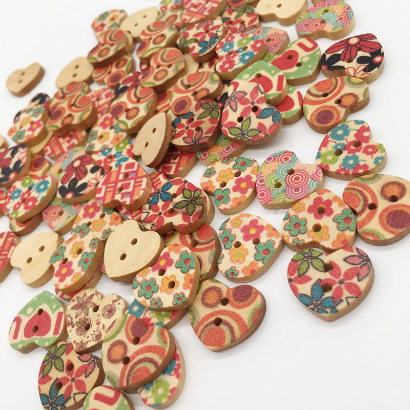 100-PCS-Heart-Shape-Wooden-Button-Mixed-2-Hole-Natural-Sewing-Children-Handmade-Clothes-Buttons-1367509