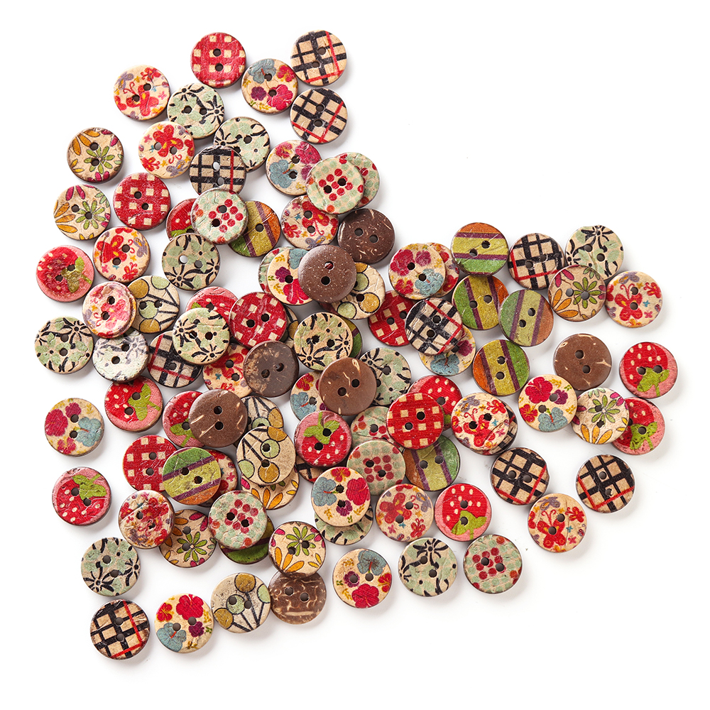 100-PCS-Round-Pattern-Wooden-Button-Mixed-2-Hole-Natural-Sewing-Children-Handmade-Clothes-Buttons-1362185