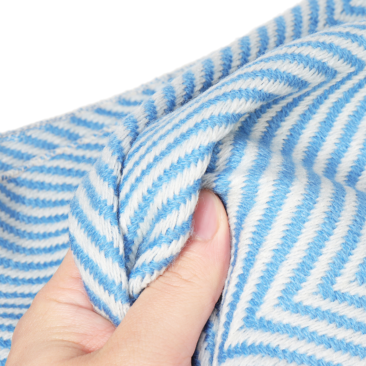 100-Cotton-EHC-Herringbone-Single-Or-King-Sofa-Armchair-Blankets-Throw-White-amp-Blue-1427240