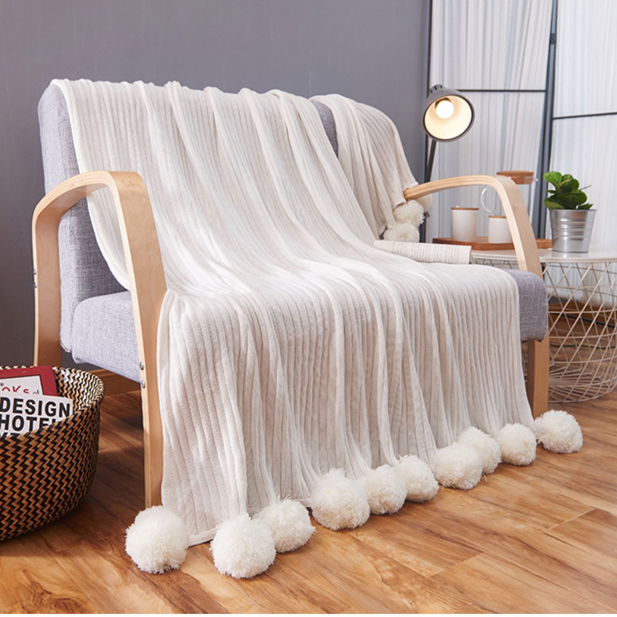 100x105CM-Knitting-Blankets-Cute-Pom-Sofa-Throw-Mat-Bedroom-Comfort-Sleep-Nap-Quilt-1304716