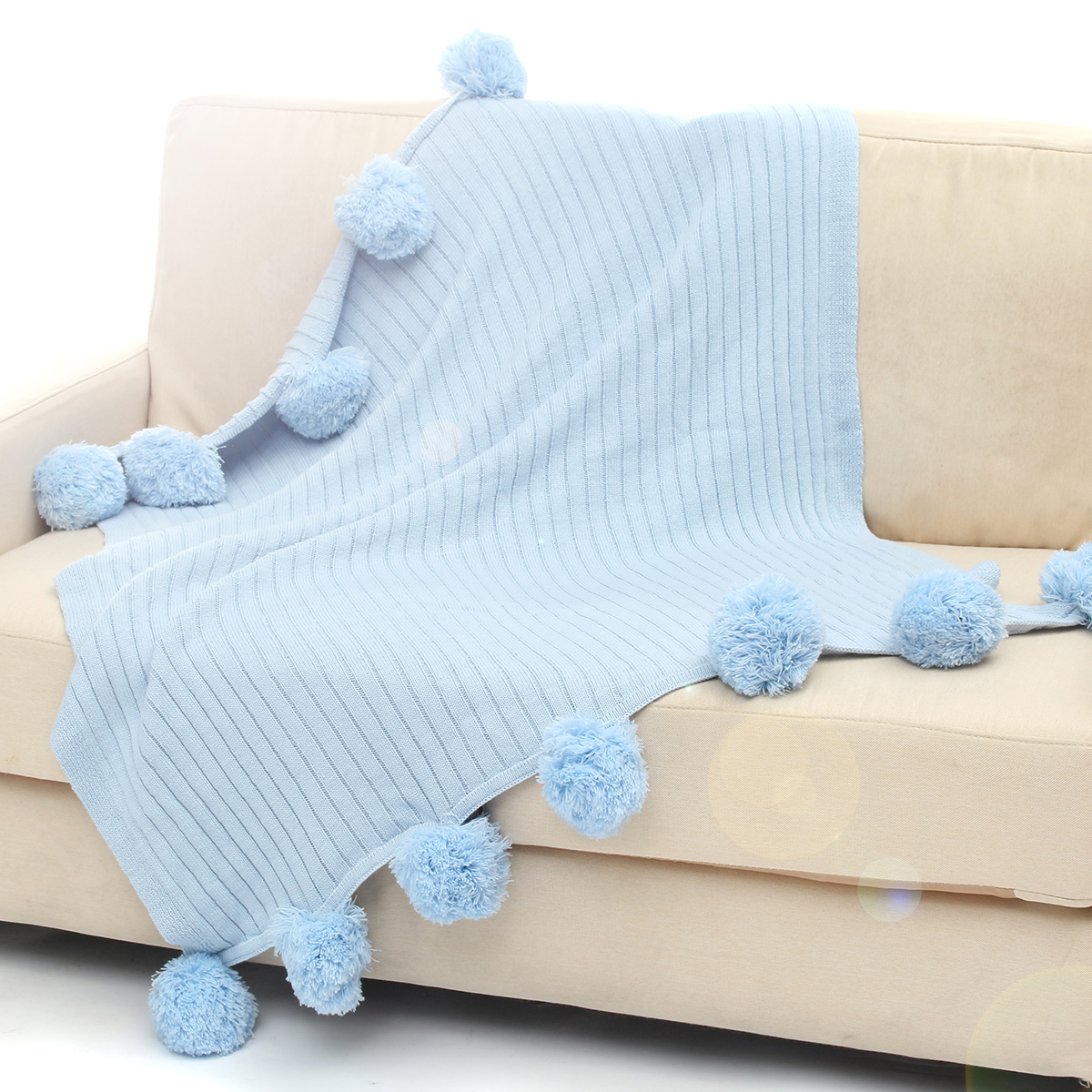 100x105CM-Knitting-Blankets-Cute-Pom-Sofa-Throw-Mat-Bedroom-Comfort-Sleep-Nap-Quilt-1304716