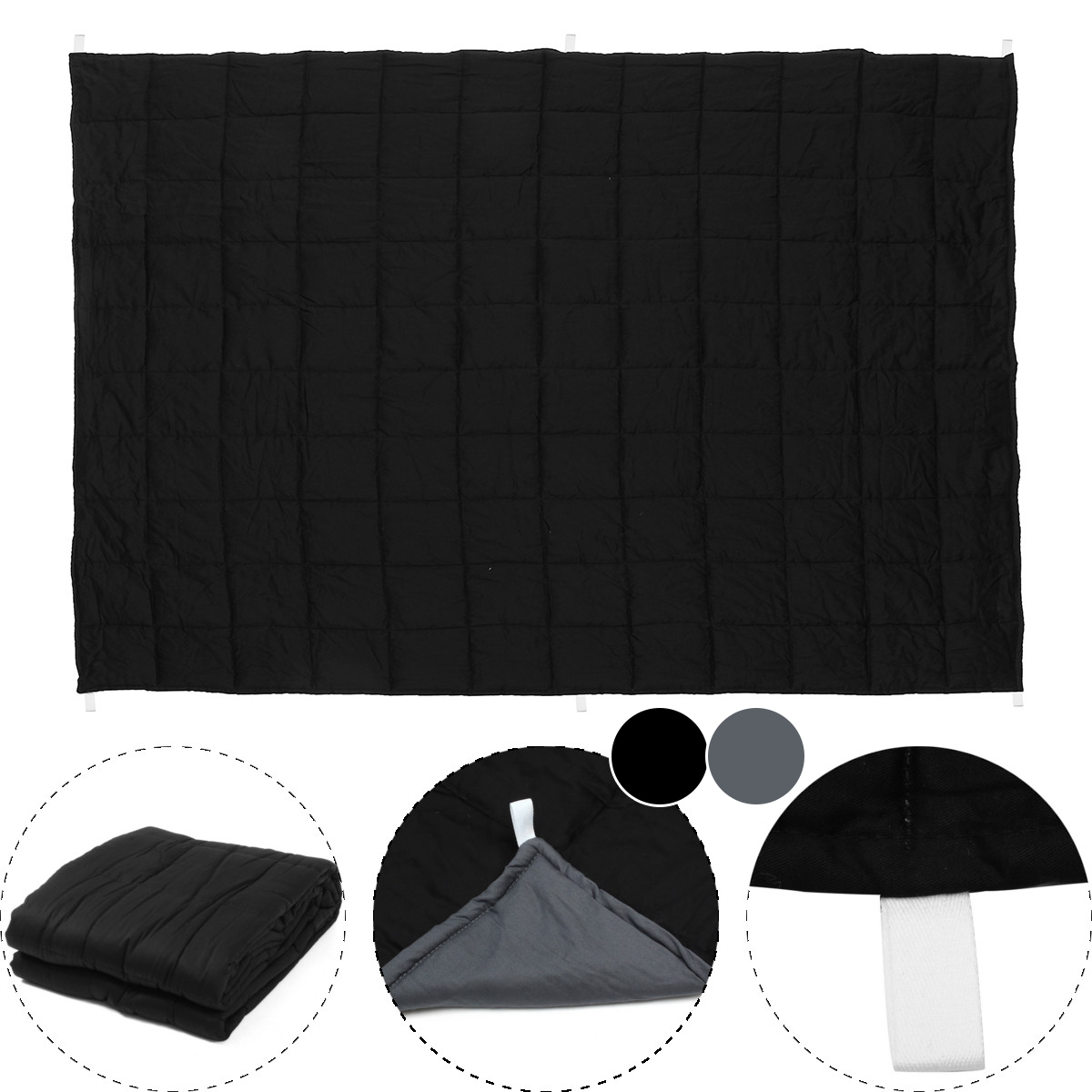 100x150CM-Weighted-Cotton-Blanket-Heavy-Sensory-Relax-45--7--95Kg-Black-Blankets-1349469