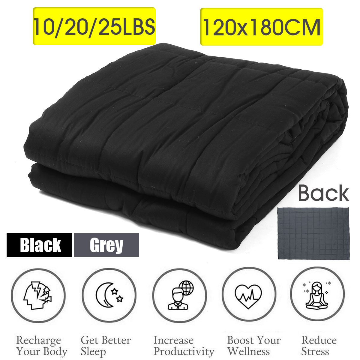 120x180CM-Black-Grey-Weighted-Blanket-Cotton-79115kg-Heavy-Sensory-Relax-Blankets-1349466