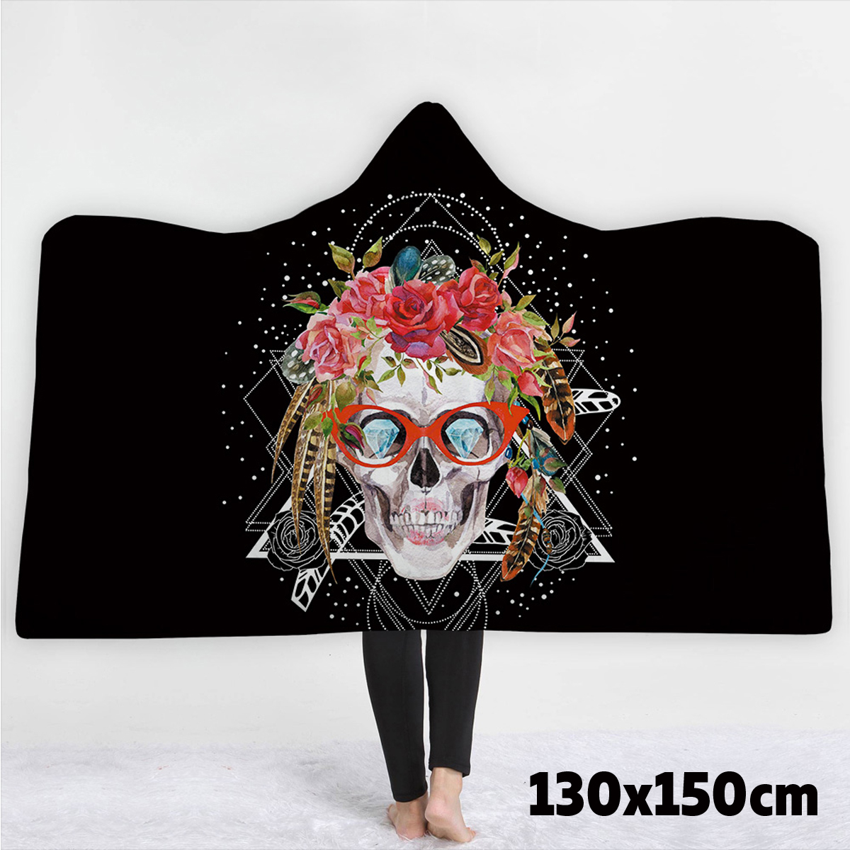 130x150cm-Halloween-Human-Skeleton-Hooded-Blankets-Wearable-Soft-Winter-Bed-Cover-1351612