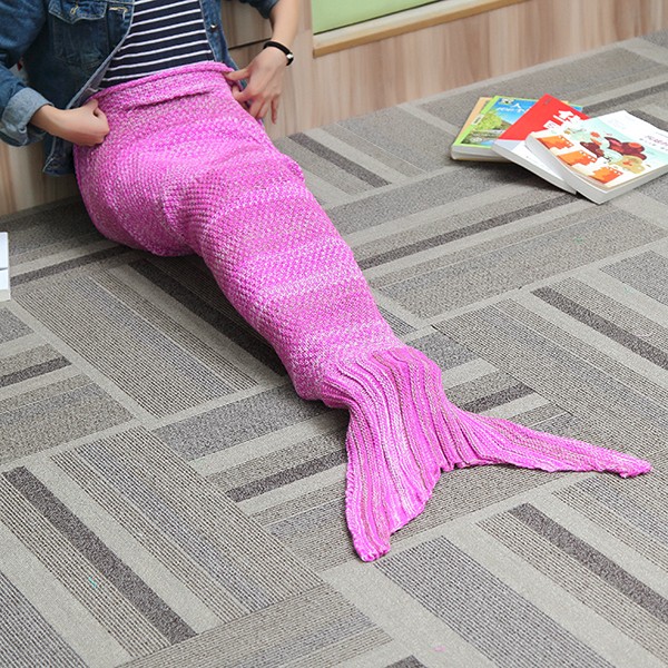 135X42CM-Yarn-Knitting-Mermaid-Tail-Blanket-Birthday-Gift-Warm-Blanket-Bed-Mat-Sleep-Bag-1104388