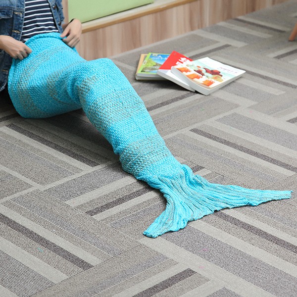 135X42CM-Yarn-Knitting-Mermaid-Tail-Blanket-Birthday-Gift-Warm-Blanket-Bed-Mat-Sleep-Bag-1104388