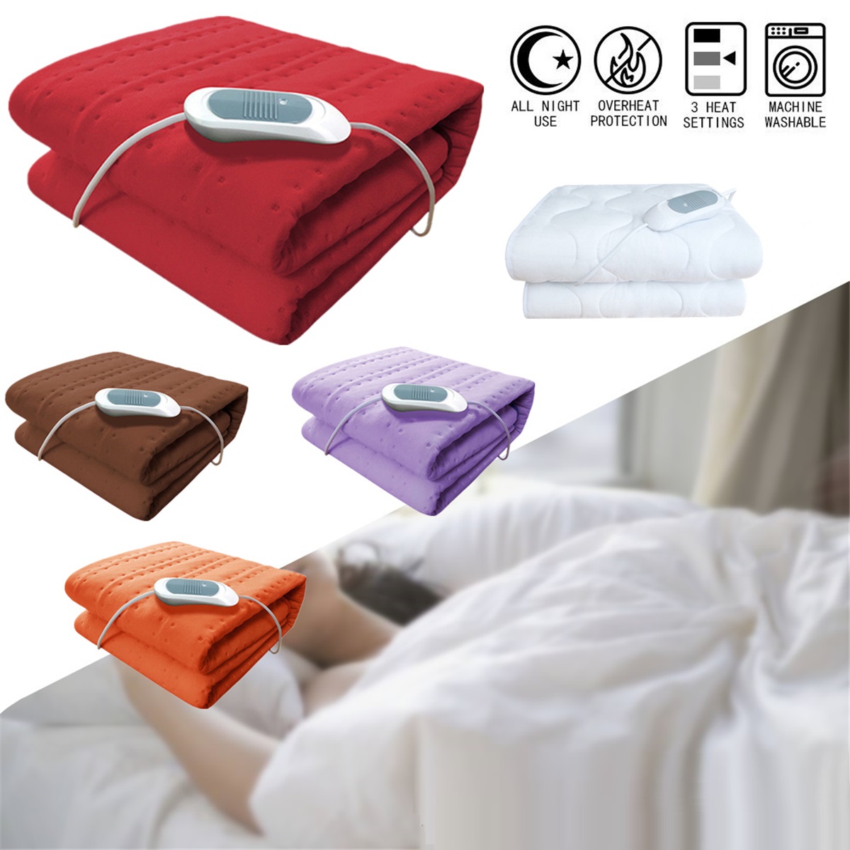 150X75-Electric-Heated-Throw-Over-Blankets-Fleece-Washable-Warm-Mattress-1377860